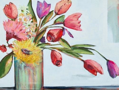 Painting of flowers in a vase by Melanie Ferguson