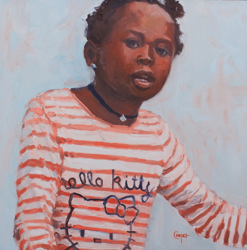 oil painting of a young African American girl by Karen Cooper