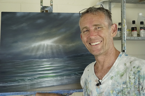 Artist Mark Waller in his studio