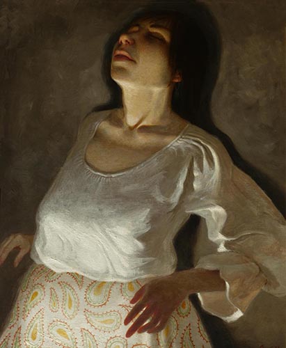 painting of a woman blinded by light by Richard Pantell