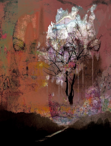 abstract digital image of a face and a tree by Diana Whiley
