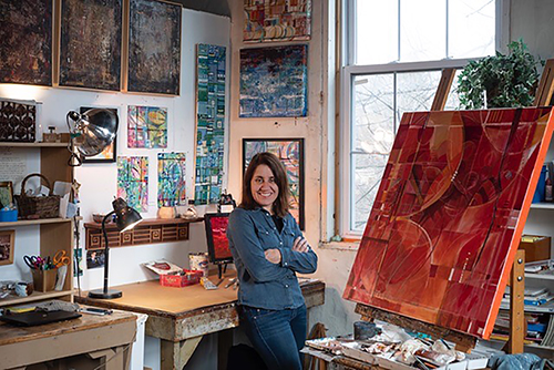Artist Paula DeStefanis in her studio