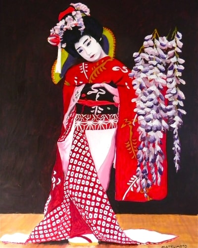 Oil painting of a Geisha Girl by Edi Matsumoto