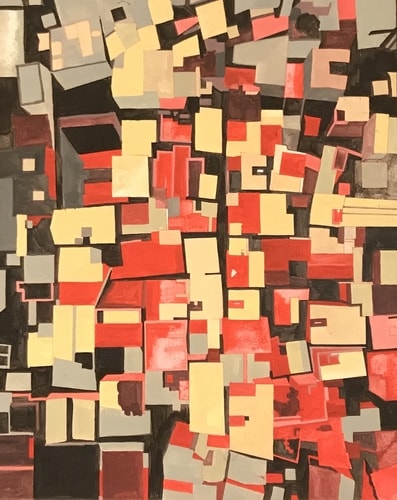 Mixed media aerial view of Guangzhou by Whitney Sanford