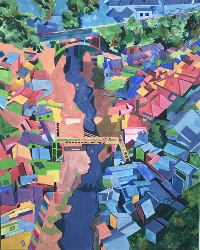Aerial mixed media view of Malang by Whitney Sanford