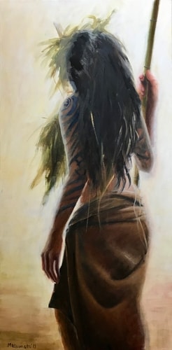 Oil portrait of a female warrior by Edi Matsumoto