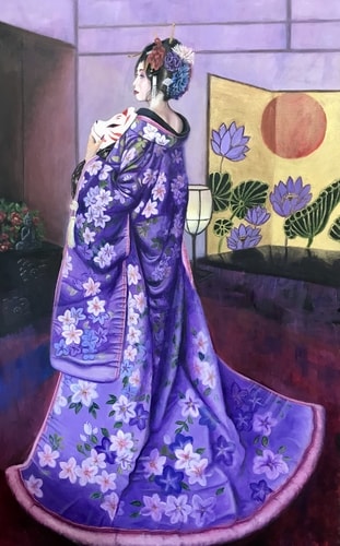Portrait of a woman in traditional Japanese garb by Edi Matsumoto