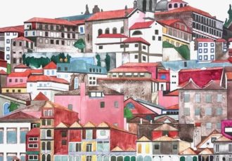 Mixed media image of Porto by Whitney Sanford
