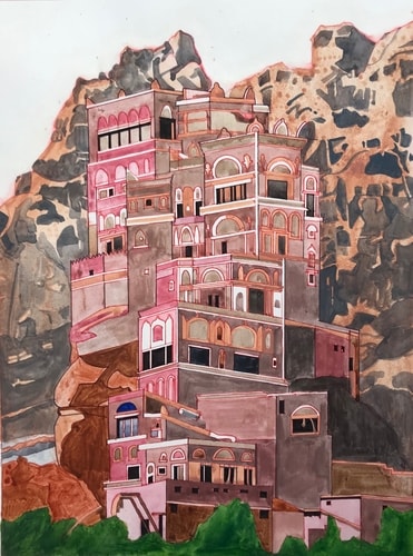 Mixed media image of Yemen by Whitney Sanford