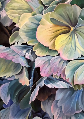 painting of hydrangeas in Limousin, France by Jacqueline Coates