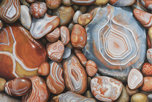 oil painting of orange agate rocks by Lara Restelli