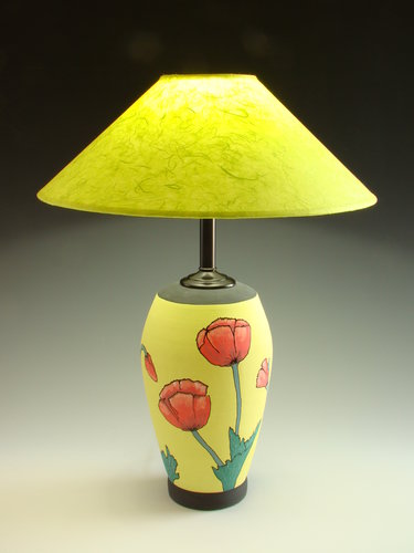 Handmade ceramic Poppy lamp by Barbara Mann