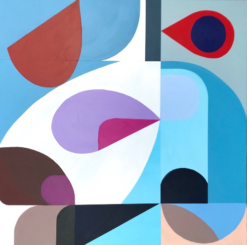 colorful mid-century modern abstract painting by Marion Griese