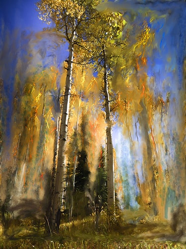 abstract digital image of Colorado aspens by Jim Chaput
