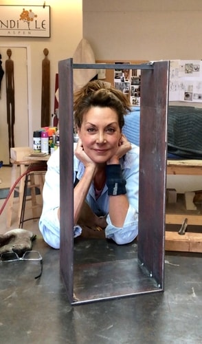 Artist Andrea Wendel in her studio