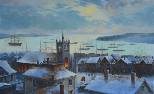 oil painting of Lunenburg by Wesley Lowe