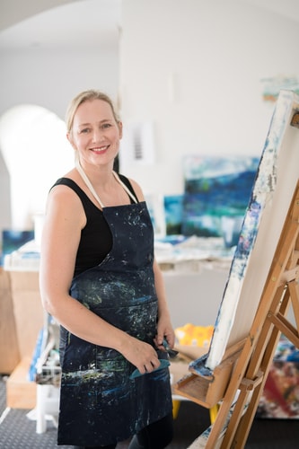 Artist Éadaoin Glynn at work in her studio