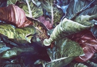 watercolor close up of leaves by Gayle Isabelle Ford