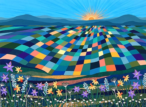 stylized landscape with the sun by Lisa Frances Judd