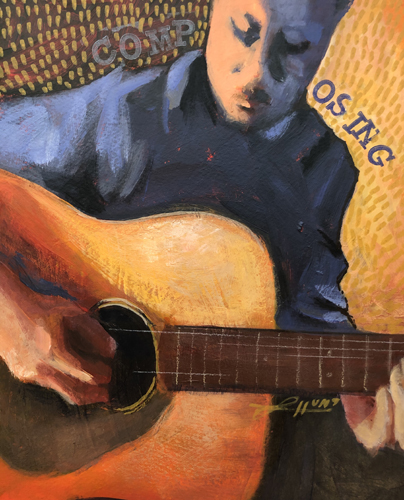 painting of a man playing the guitar by Laura Hunt