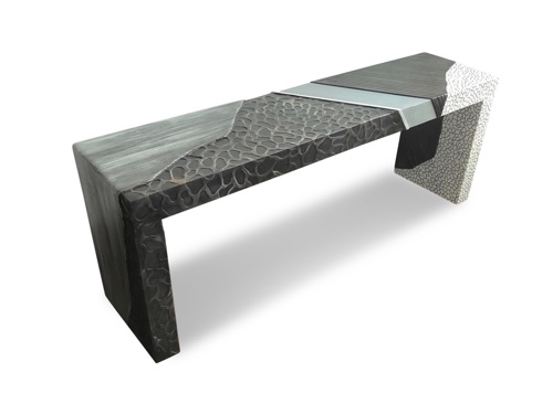wood with titanium inlay table by Andrea Wendel