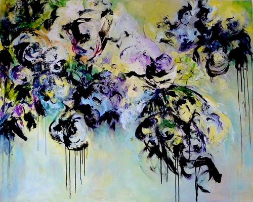 abstract painted floral portrait by Julliette Tehrani