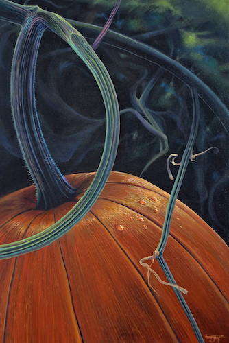 painting of a close up of a pumpkin by Hunter Jay