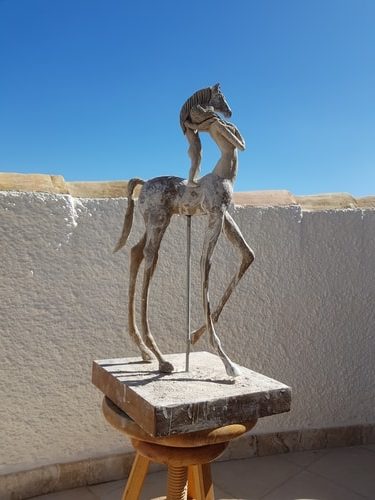 sculpture of Oedipus and mother as horse/man by Mitch Barrett