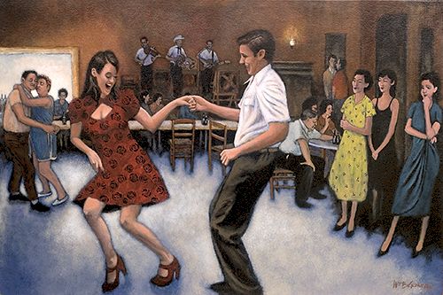 painting of a couple doing the Fais Do Do in New Orleans by William Crowell