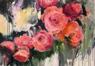 abstract painted floral portrait by Julliette Tehrani