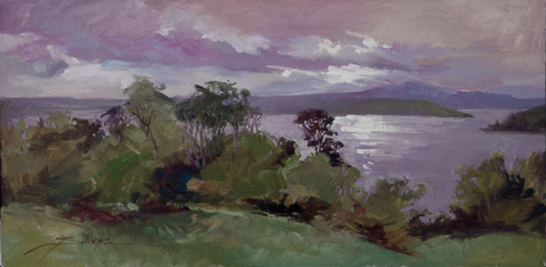 landscape painting of a lake by Betty Jean Billups