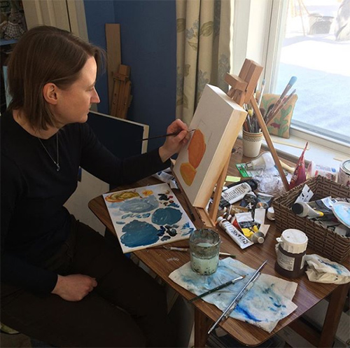 Artist Isobel Hamilton at work in her studio
