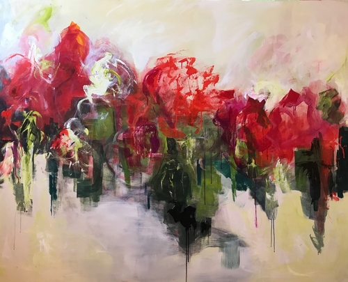 abstract painted floral portrait by Julliette Tehrani