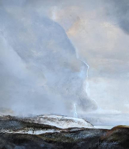 oil painting of a snow thunderstorm by John Held