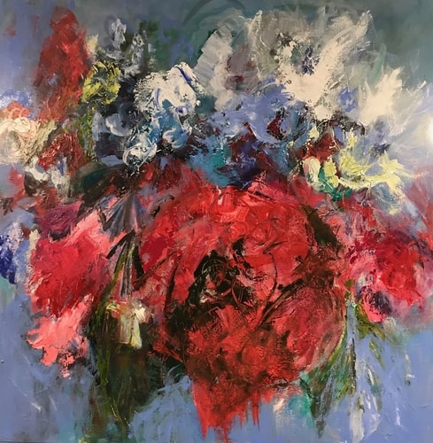 abstract painted floral portrait by Julliette Tehrani