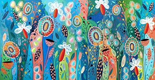 stylized floral painting by Lisa Frances Judd