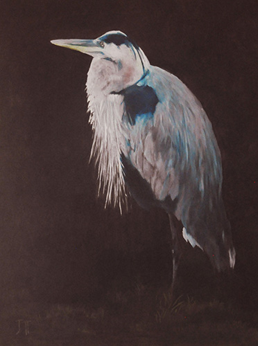 oil painting of a heron by John Held