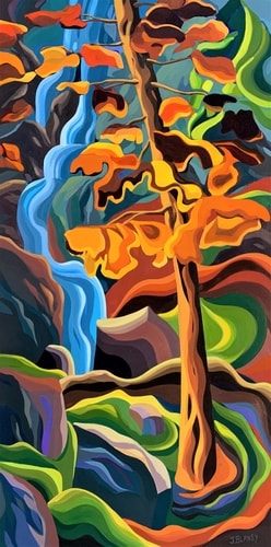 stylized painting of autumn by Jodie Blaney