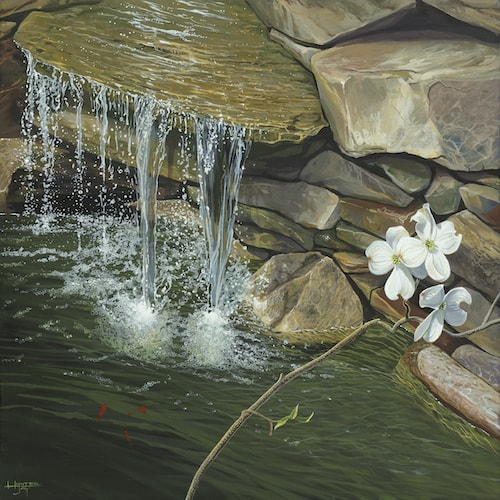 painting of a rock pond by Hunter Jay