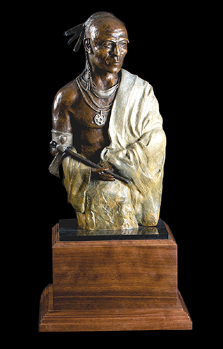 bronze sculpture of an American Indian by Rick Hill