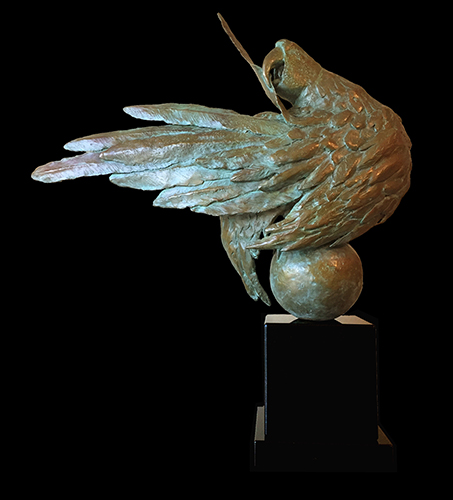 bronze sculpture of a bird by Rick Hill