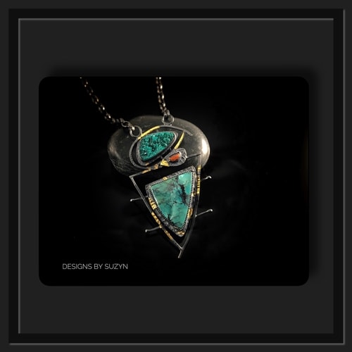 turquoise and turmaline pendant by Suzyn Gunther
