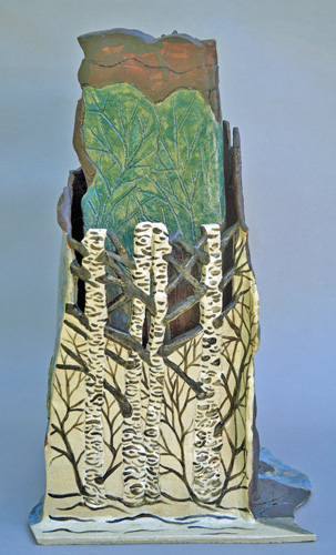 stoneware sculpture of the Adirondack terrain by Audrey Kay Dowling
