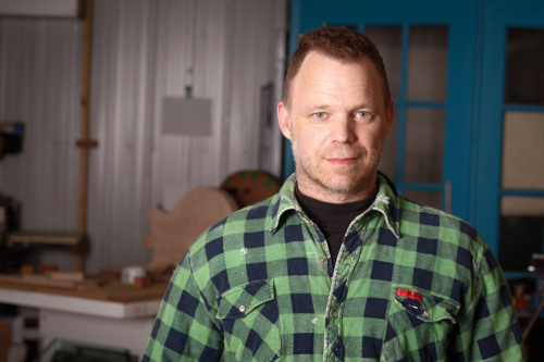 artist Thierry André in his workshop