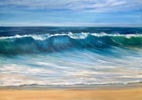 oil painting of the beach and ocean by Catherine Kennedy