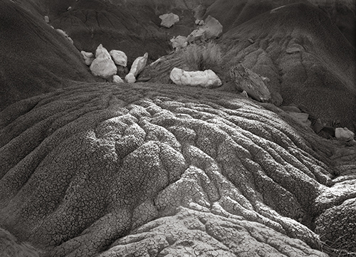 black and white photography of erosion patterns at The Black Place in NM by Nathan McCreery