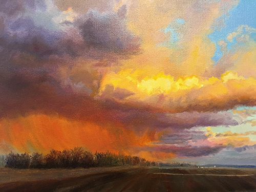 oil landscape with fire by Dan Knepper