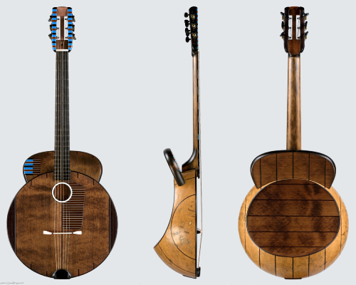 “Guitare-fruit Wurcer” front, side and rear views