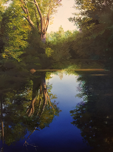 oil landscape of a pond at morning by Dan Knepper