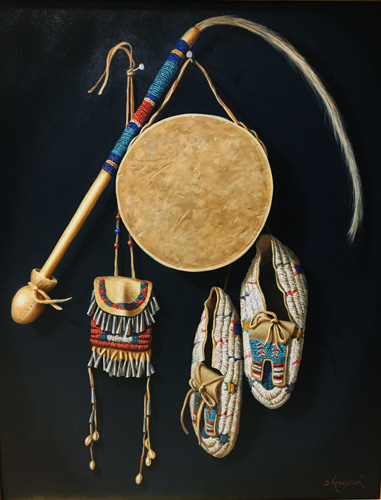 oil painting of Native American artifacts by Sue Krzyston